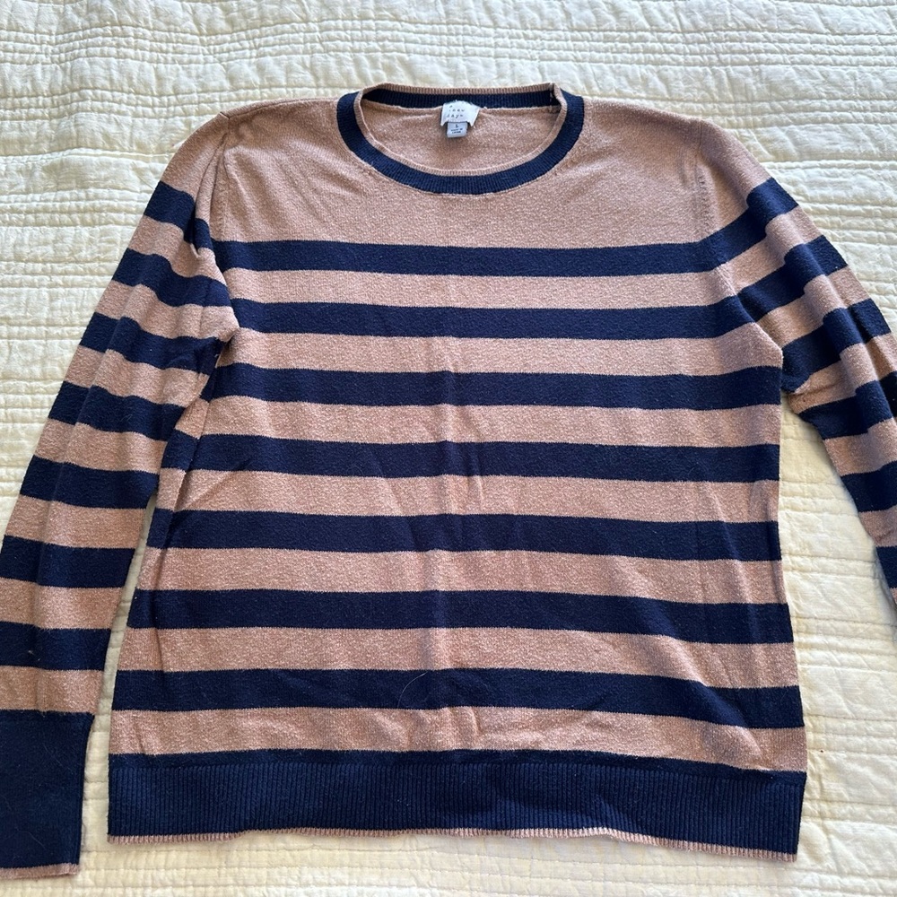 a new day Blue and Tan Crewneck Sweater
